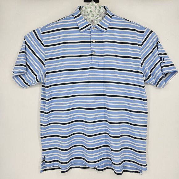 Peter Millar Shirt Mens XL Summer Comfort Polo Performance Blue Striped E4 - Picture 1 of 11